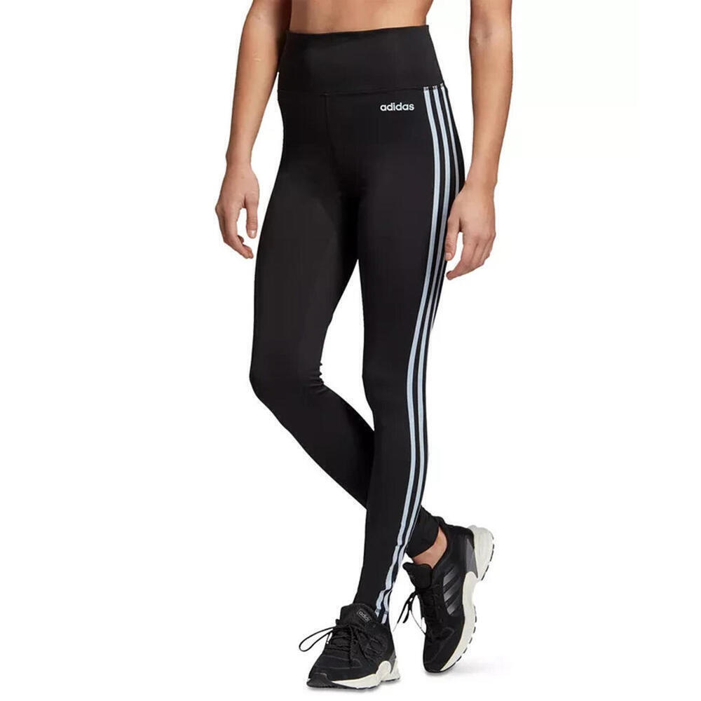 adidas Womens Design 2 Move 3-stripe High-rise Leggings Black/Globlu Size XL - Picture 1 of 10